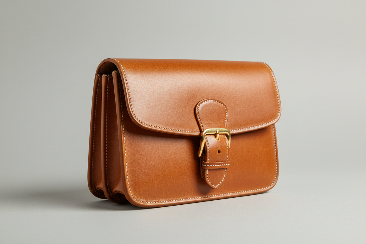 Soft Vintage Shoulder Bag in Warm Caramel, side angle view