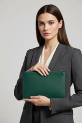Elite Office Carry Pochette in Emerald Pine Green Luxury Utility Leather – Professional Model