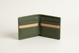 Luxury Essential Card Holder in Evergreen Timber Moss, open interior with card slots