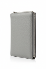 Elite Leather Document Holder in Polar Ash Grey Structured Office Leather – Side Angle