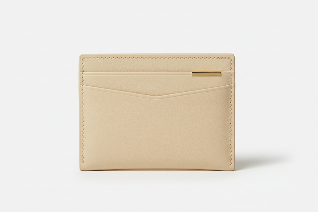 Executive Mini Porte-Cartes in Cream Drift Sand, front view