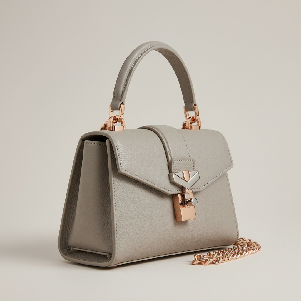 Sculpted Mini Designer Bag in Arctic Fog Grey – Side Angle