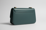 Contemporary Flap Shoulder Bag in Muted Teal, back view