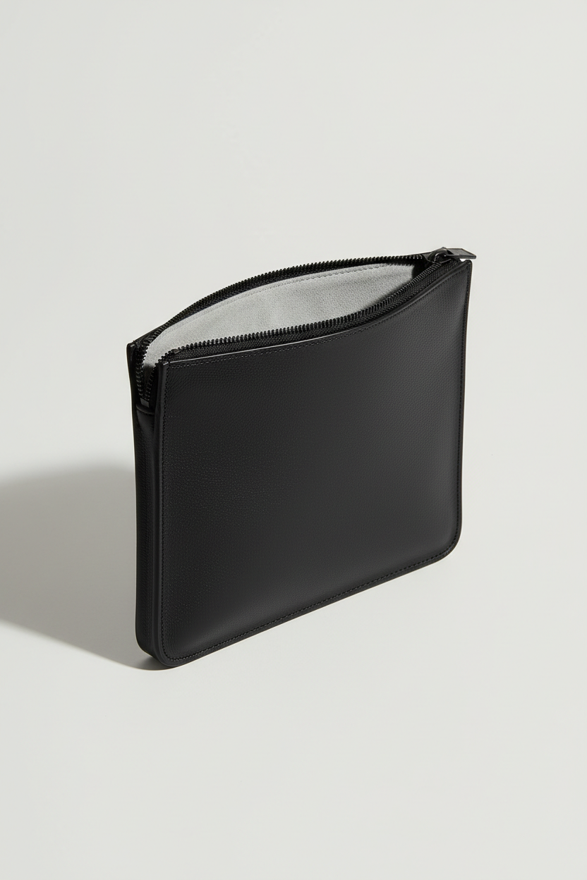 Elite Office Carry Pochette in Jetstone Black Refined Office Leather – Interior View