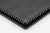 Premium Leather Wallet in Checkered, matte leather macro close-up