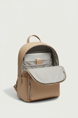 Urban Luxe Women's Backpack in Vanilla Stone Beige Premium Pebbled Leather – Interior View