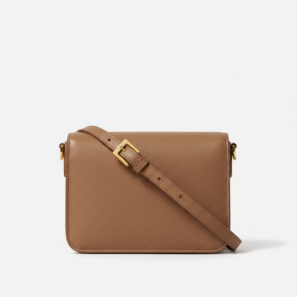 Urban Professional Crossbody Bag in Dustwood Taupe Structured Saffiano Leather – Front View