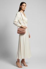 Chain Strap Mini Bag in Dust Rosewood Clay – Female Model