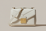 Contemporary Flap Shoulder Bag in Arctic White, front view