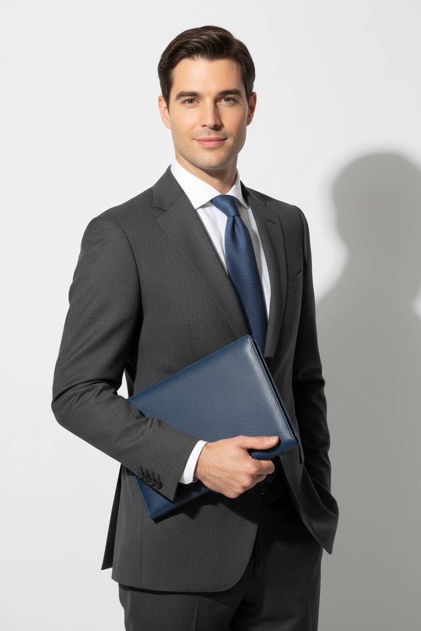 Elite Leather Document Holder in Royal Office Blue Signature Italian Leather – Professional Model