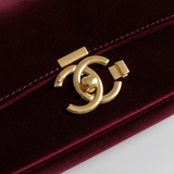 Contemporary Mini Flap Bag in Velvet Noir Burgundy – Leather & Hardware Detail