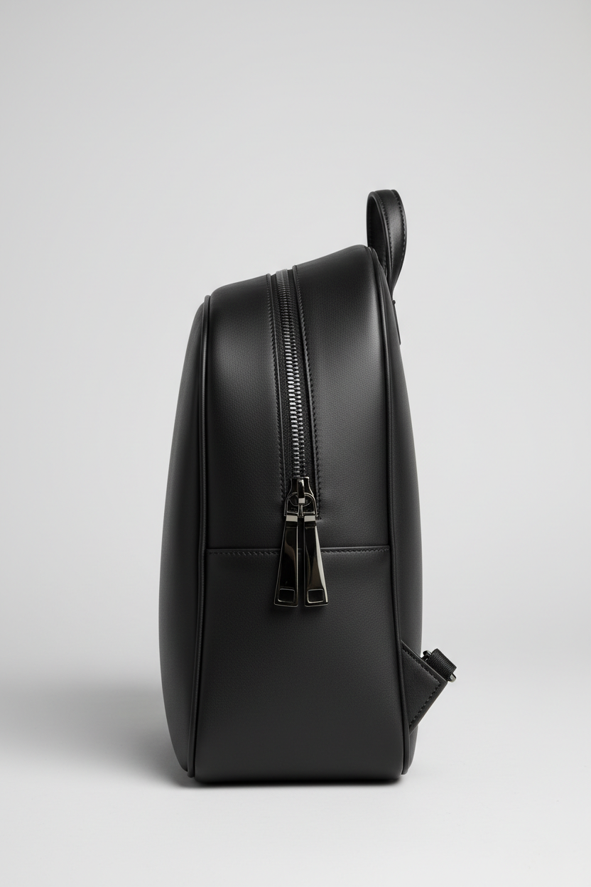 Metropolitan Fashion Backpack in Carbon Eclipse Black Refined Napa Leather – Side Angle