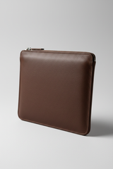 Elite Office Carry Pochette in Claywood Brown Handcrafted Grain Leather – Angled View