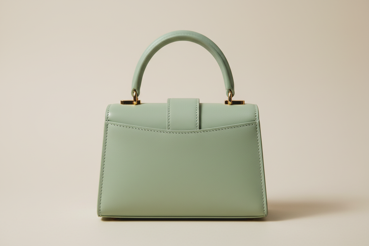 Luxury Mini Shoulder Bag in Pistachio Green, back view