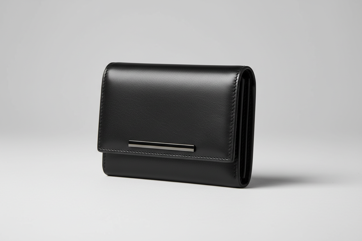 Executive Mini Porte-Cartes in Shadow Alloy Black, side angle view